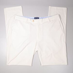 Peter Millar Mens 36 Crown Crafted Stretch Flat Front Pant White Golf 34" Inseam